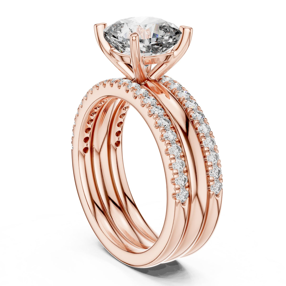 Cushion Accented Lab Grown Diamond Engagement Ring