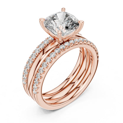 Cushion Accented Lab Grown Diamond Engagement Ring