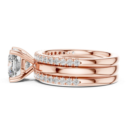 Cushion Accented Lab Grown Diamond Engagement Ring