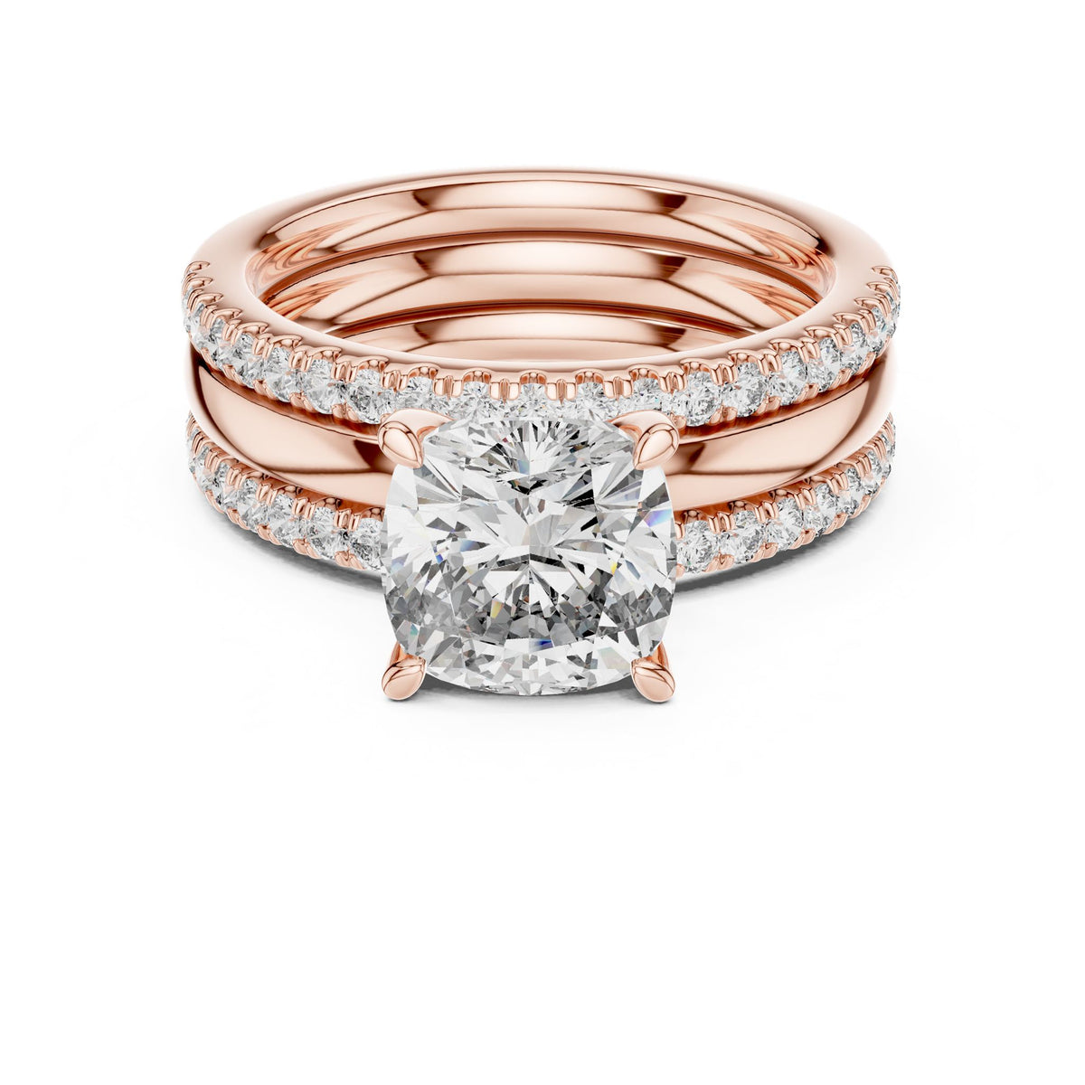 Cushion Accented Lab Grown Diamond Engagement Ring