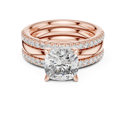 Cushion Accented Lab Grown Diamond Engagement Ring