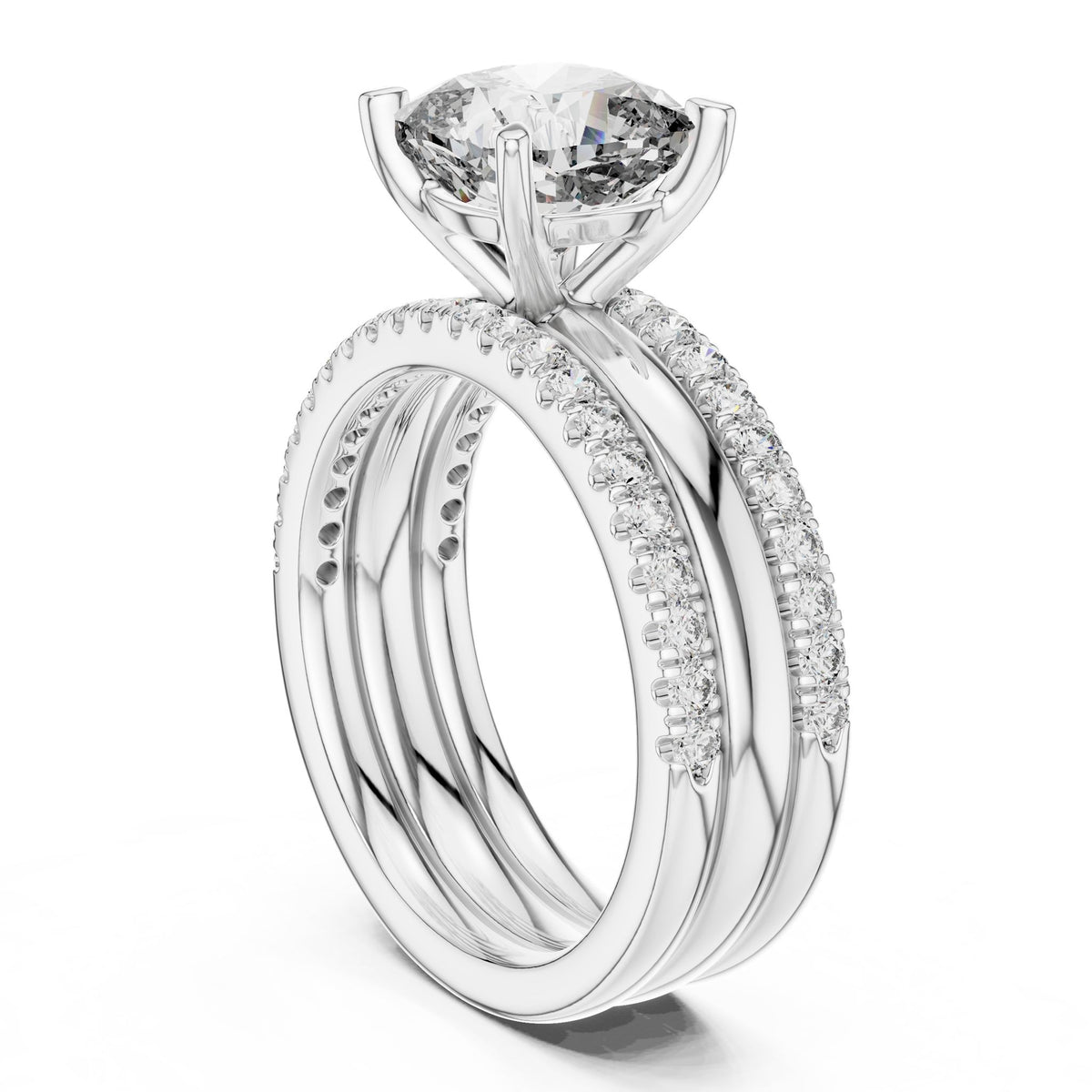 Cushion Accented Lab Grown Diamond Engagement Ring