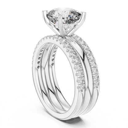 Cushion Accented Lab Grown Diamond Engagement Ring