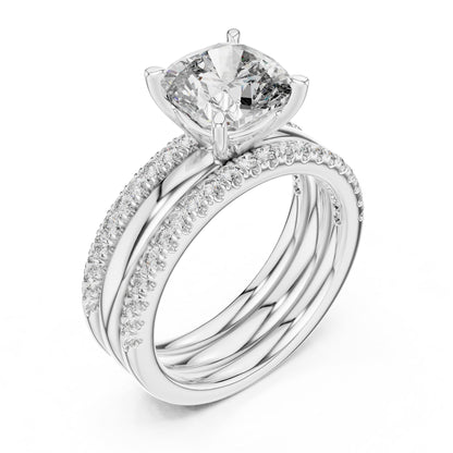Cushion Accented Lab Grown Diamond Engagement Ring