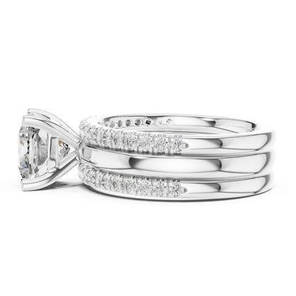 Cushion Accented Lab Grown Diamond Engagement Ring