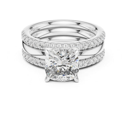 Cushion Accented Lab Grown Diamond Engagement Ring
