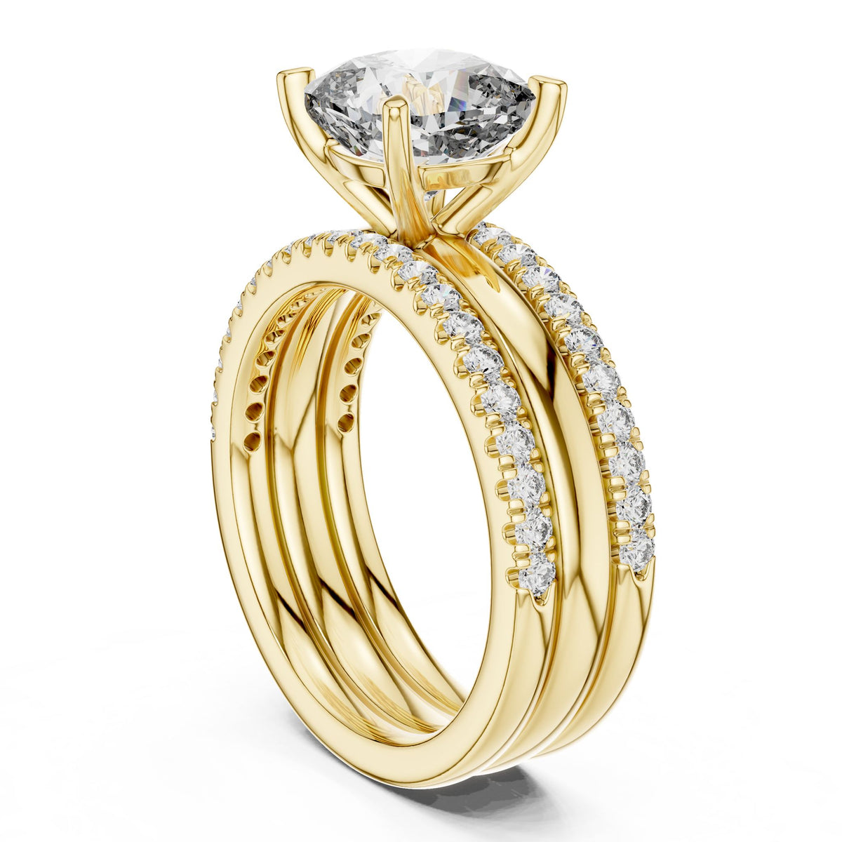 Cushion Accented Lab Grown Diamond Engagement Ring