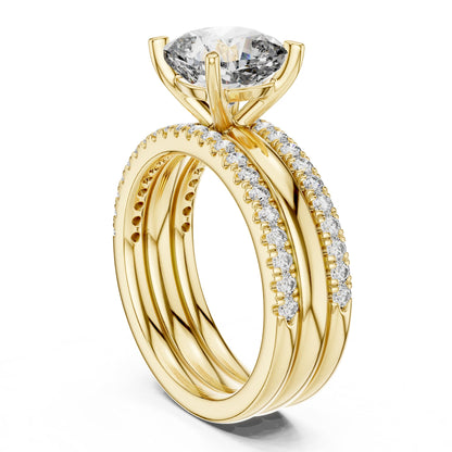 Cushion Accented Lab Grown Diamond Engagement Ring