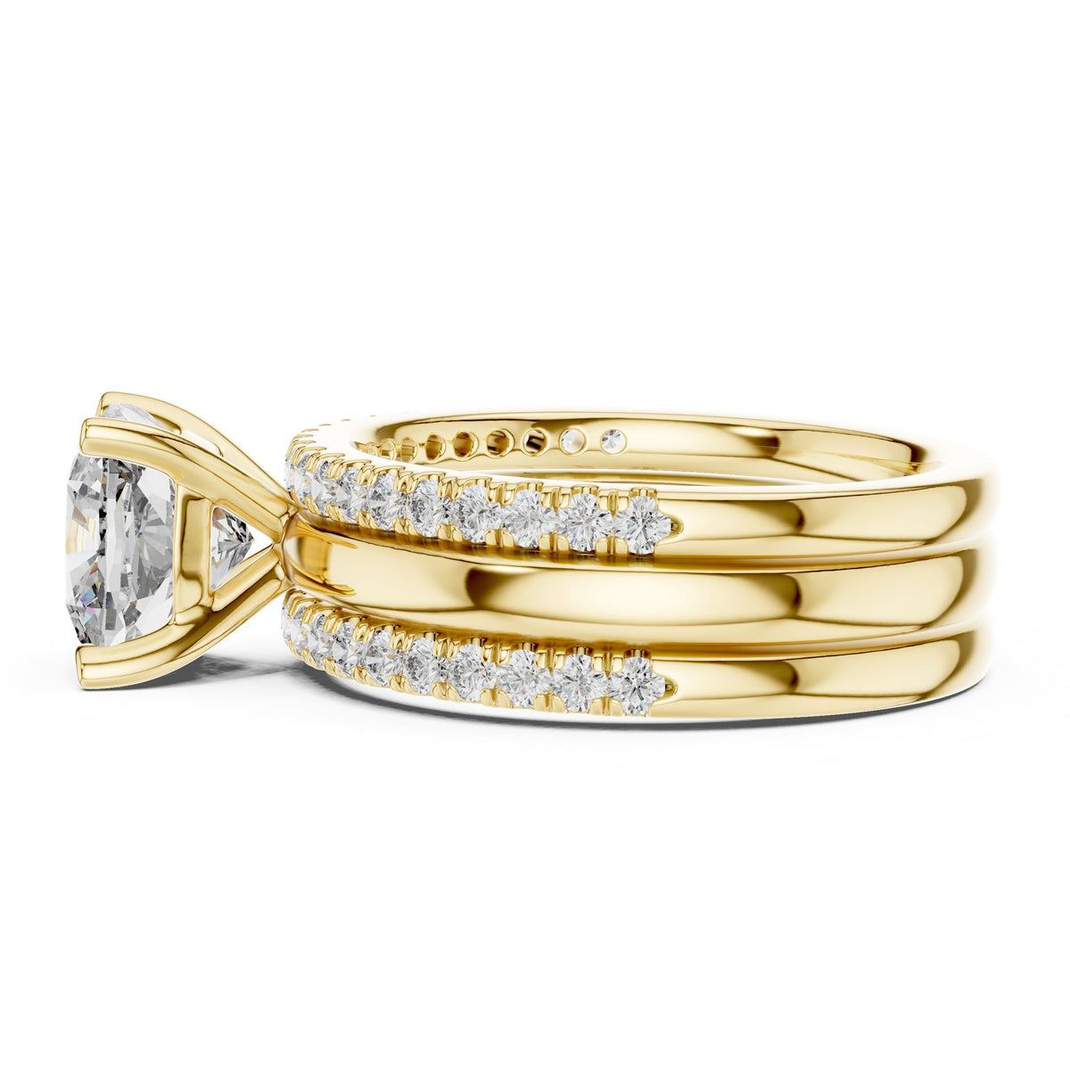 Cushion Accented Lab Grown Diamond Engagement Ring