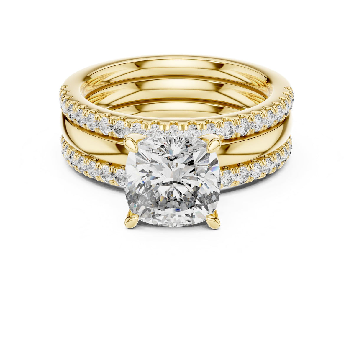 Cushion Accented Lab Grown Diamond Engagement Ring