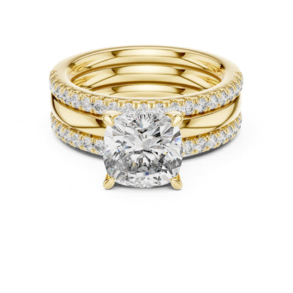 Cushion Accented Lab Grown Diamond Engagement Ring