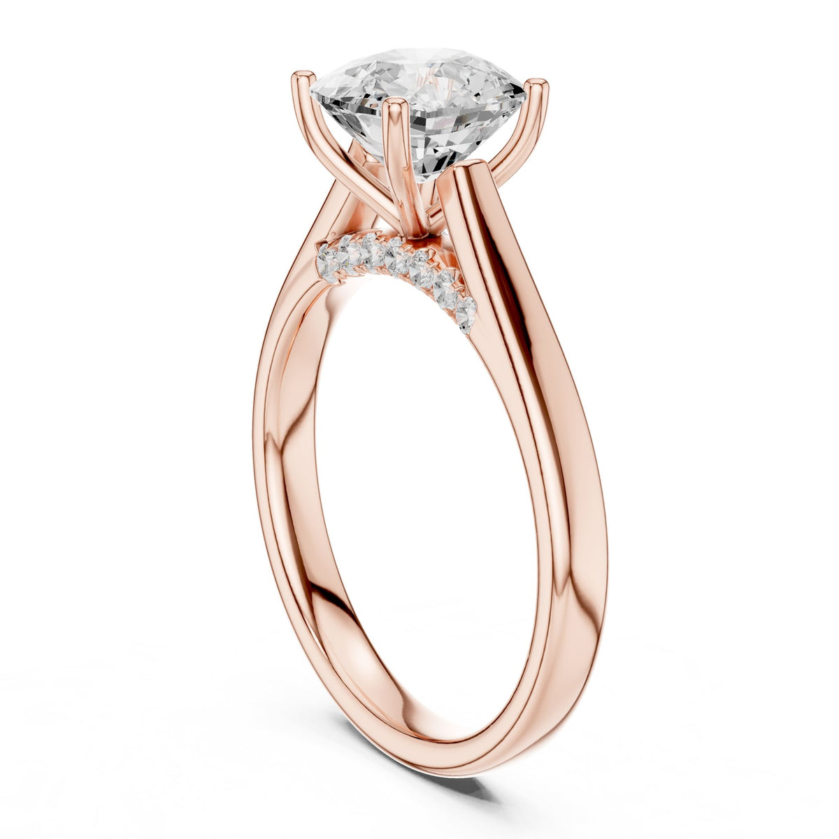 Cushion Accented Lab Grown Diamond Engagement Ring