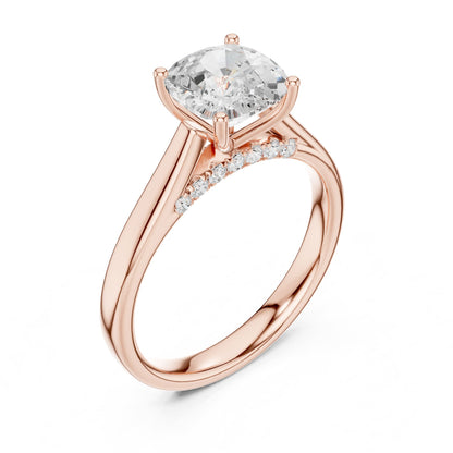 Cushion Accented Lab Grown Diamond Engagement Ring