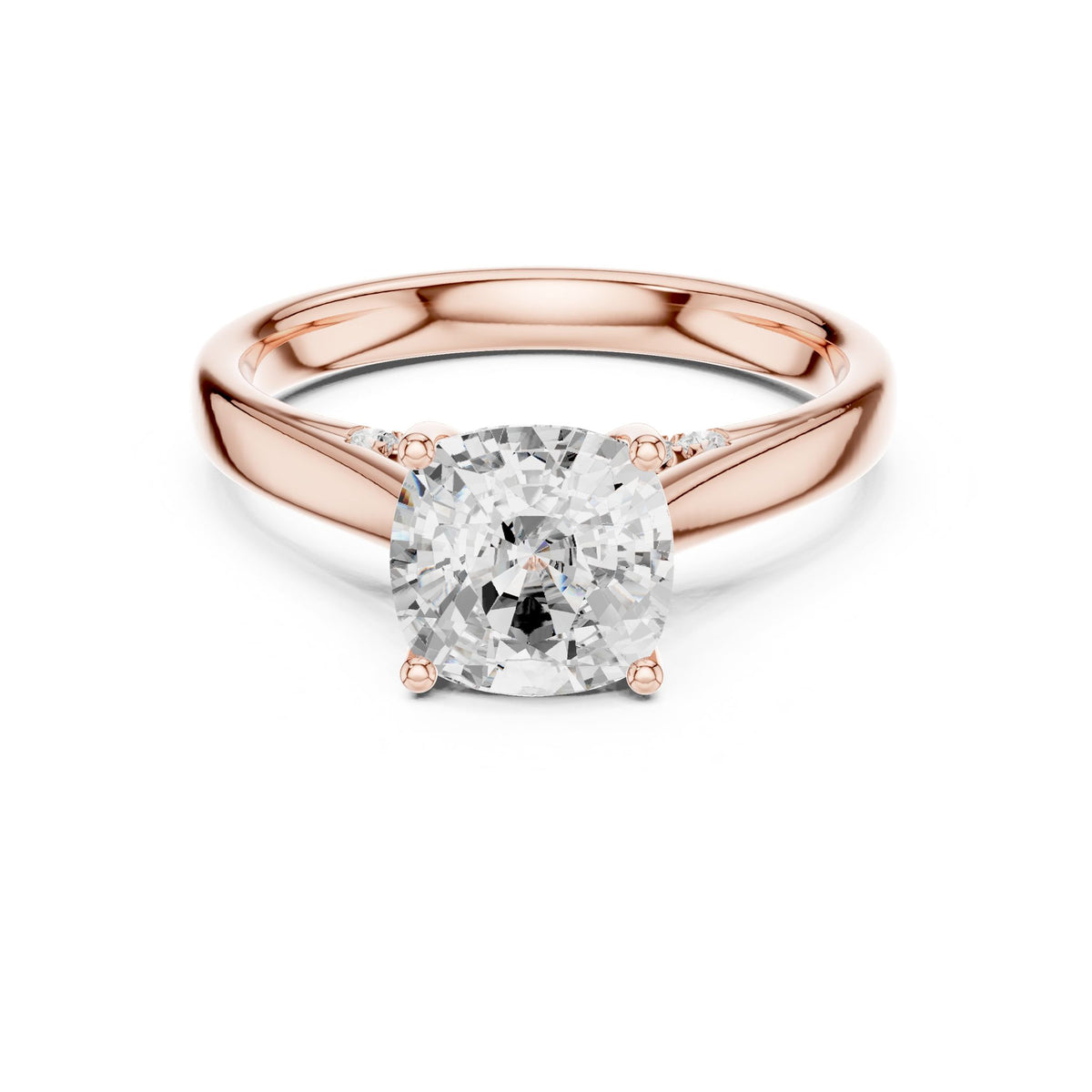 Cushion Accented Lab Grown Diamond Engagement Ring