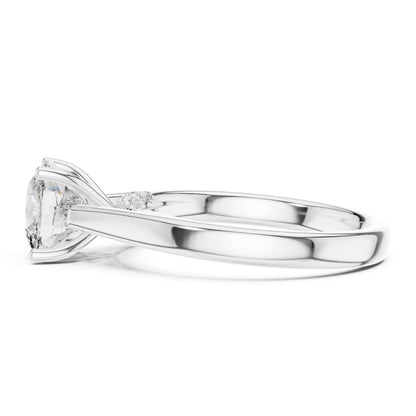 Cushion Accented Lab Grown Diamond Engagement Ring