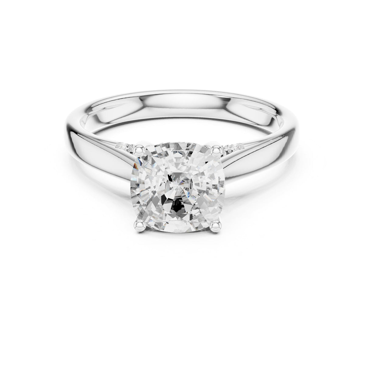Cushion Accented Lab Grown Diamond Engagement Ring