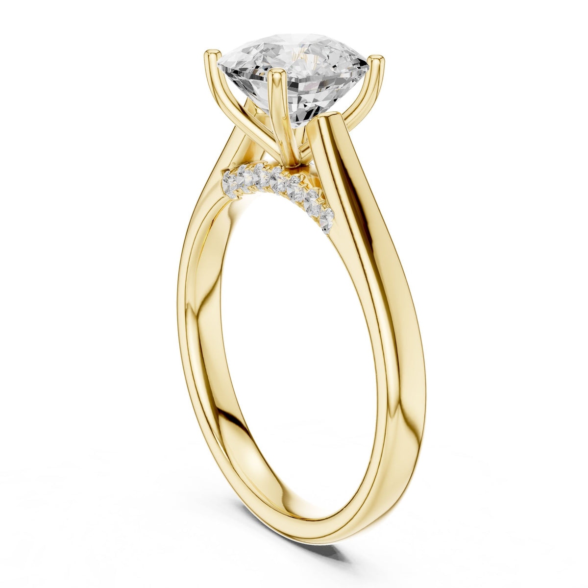 Cushion Accented Lab Grown Diamond Engagement Ring
