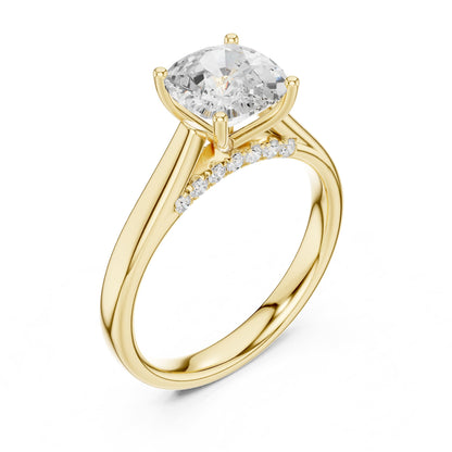 Cushion Accented Lab Grown Diamond Engagement Ring