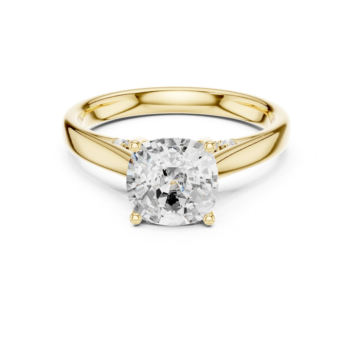 Cushion Accented Lab Grown Diamond Engagement Ring