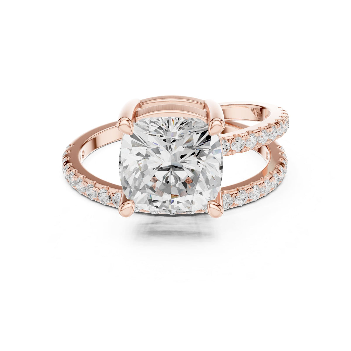 Cushion Accented Lab Grown Diamond Engagement Ring