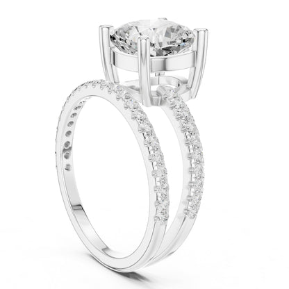 Cushion Accented Lab Grown Diamond Engagement Ring