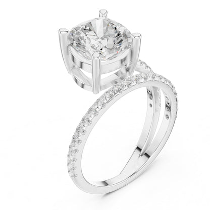 Cushion Accented Lab Grown Diamond Engagement Ring