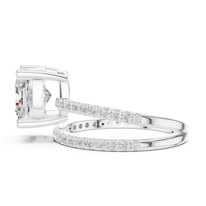 Cushion Accented Lab Grown Diamond Engagement Ring