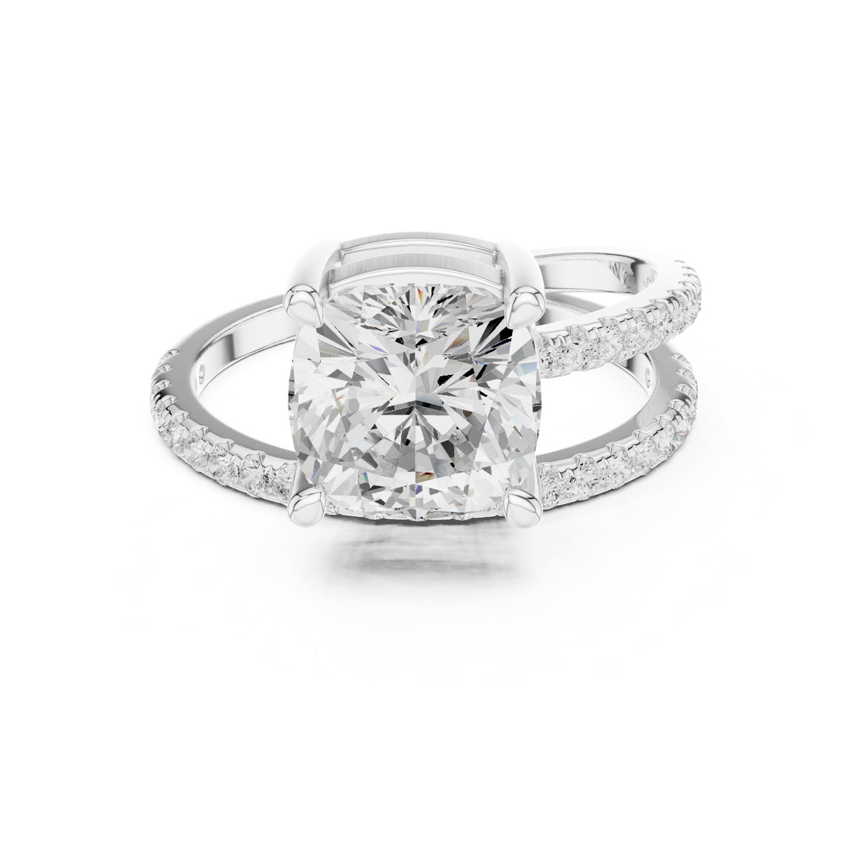 Cushion Accented Lab Grown Diamond Engagement Ring