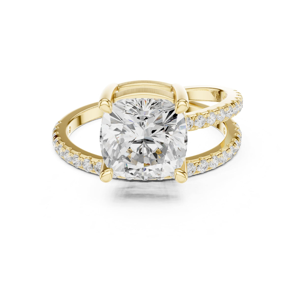 Cushion Accented Lab Grown Diamond Engagement Ring