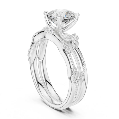 Cushion Accented Lab Grown Diamond Engagement Ring