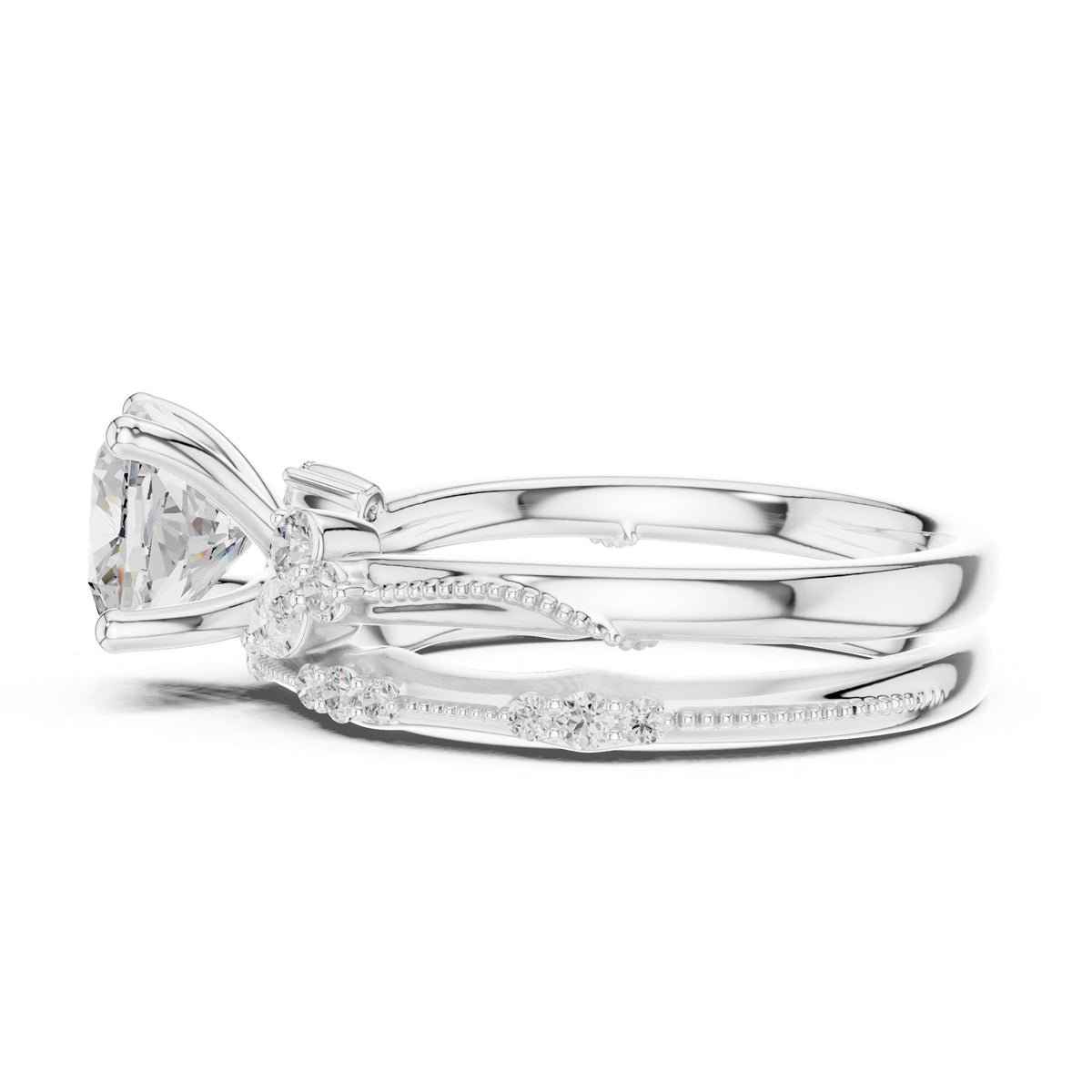 Cushion Accented Lab Grown Diamond Engagement Ring