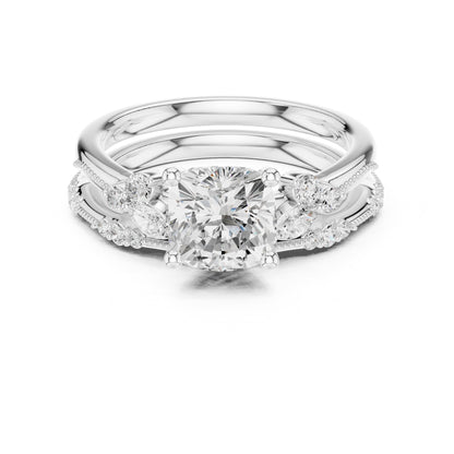Cushion Accented Lab Grown Diamond Engagement Ring