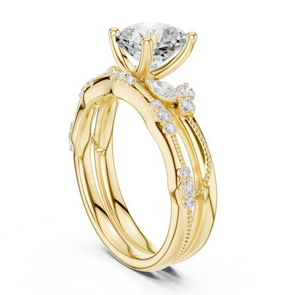 Cushion Accented Lab Grown Diamond Engagement Ring