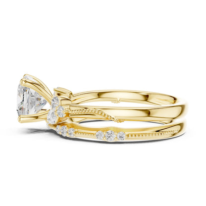 Cushion Accented Lab Grown Diamond Engagement Ring