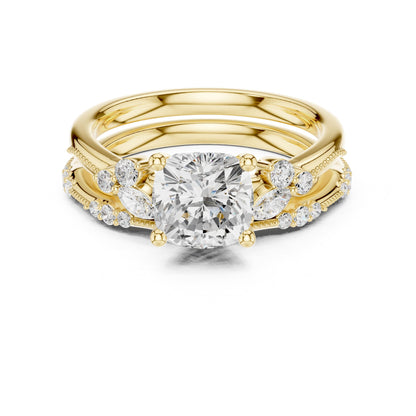 Cushion Accented Lab Grown Diamond Engagement Ring