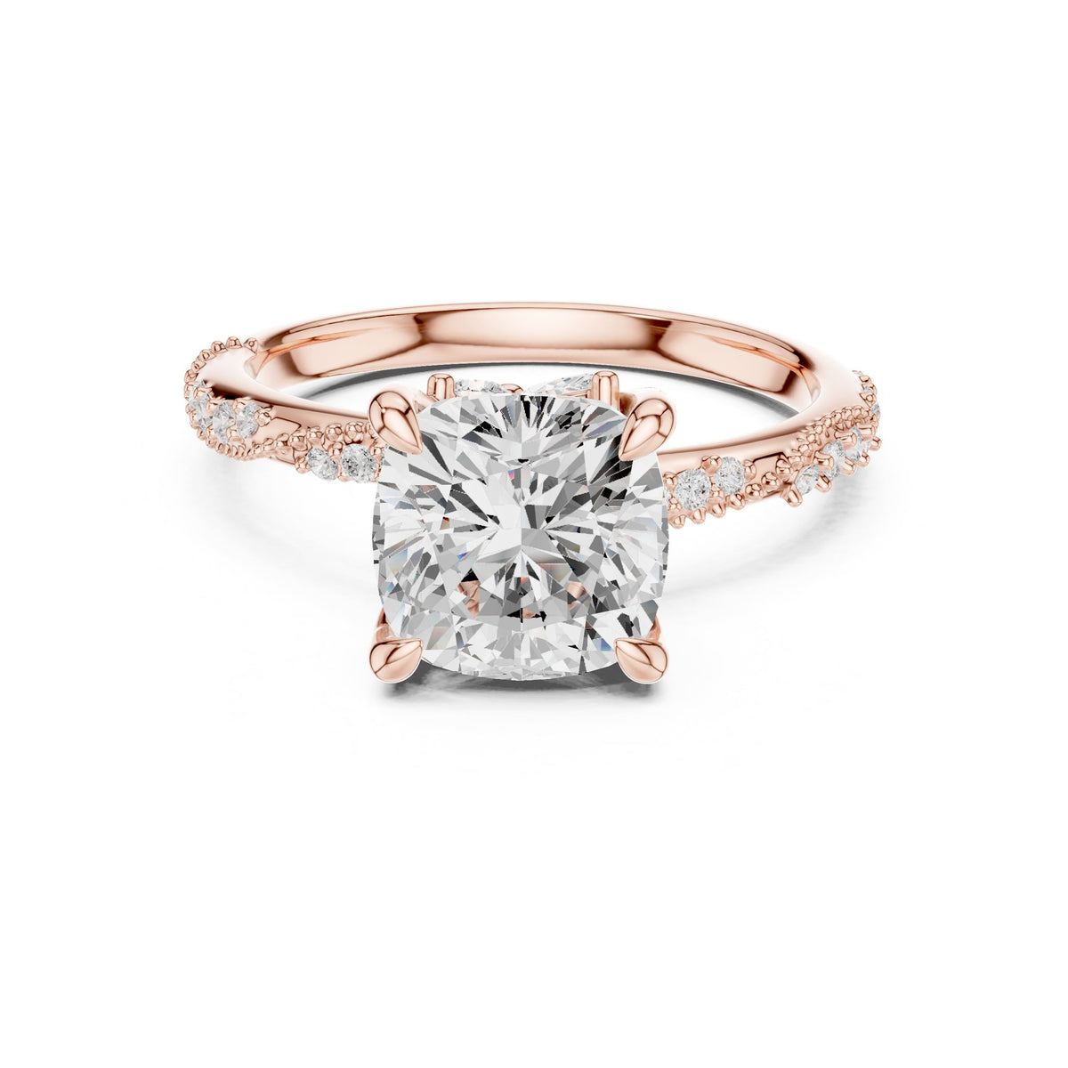 Cushion Accented Lab Grown Diamond Engagement Ring