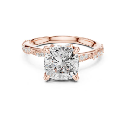 Cushion Accented Lab Grown Diamond Engagement Ring
