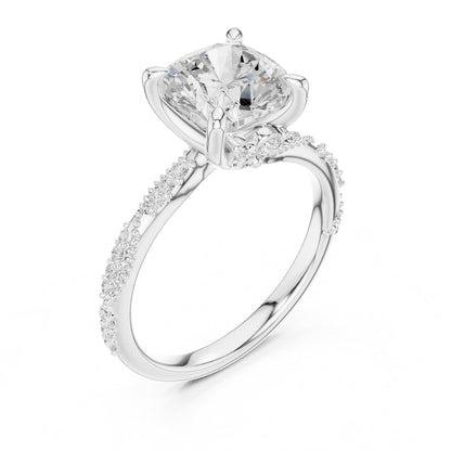 Cushion Accented Lab Grown Diamond Engagement Ring