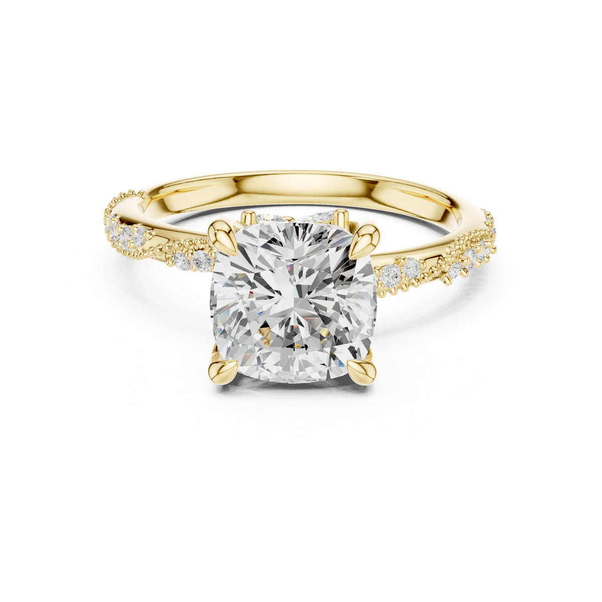 Cushion Accented Lab Grown Diamond Engagement Ring