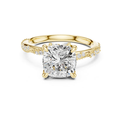 Cushion Accented Lab Grown Diamond Engagement Ring