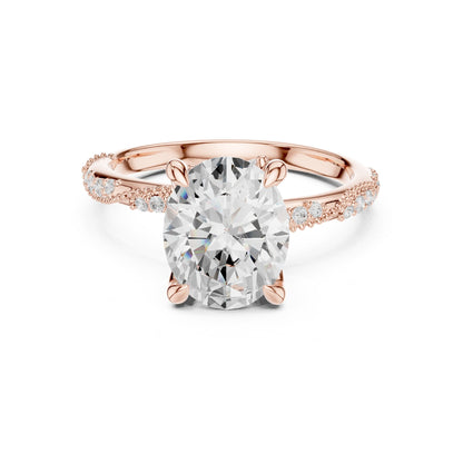 Cushion Accented Lab Grown Diamond Engagement Ring