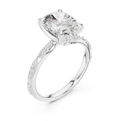 Cushion Accented Lab Grown Diamond Engagement Ring
