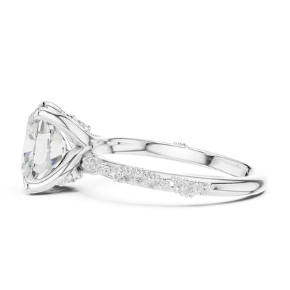 Cushion Accented Lab Grown Diamond Engagement Ring