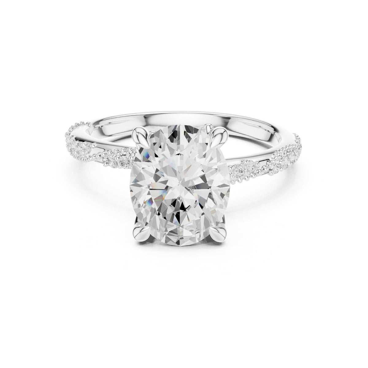Cushion Accented Lab Grown Diamond Engagement Ring