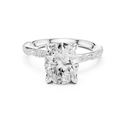 Cushion Accented Lab Grown Diamond Engagement Ring