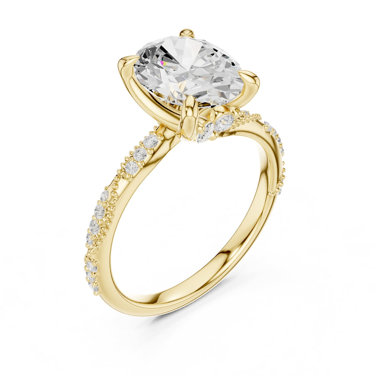 Cushion Accented Lab Grown Diamond Engagement Ring