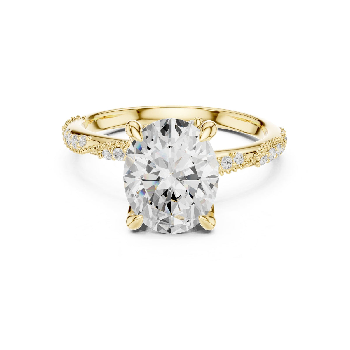 Cushion Accented Lab Grown Diamond Engagement Ring