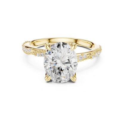 Cushion Accented Lab Grown Diamond Engagement Ring