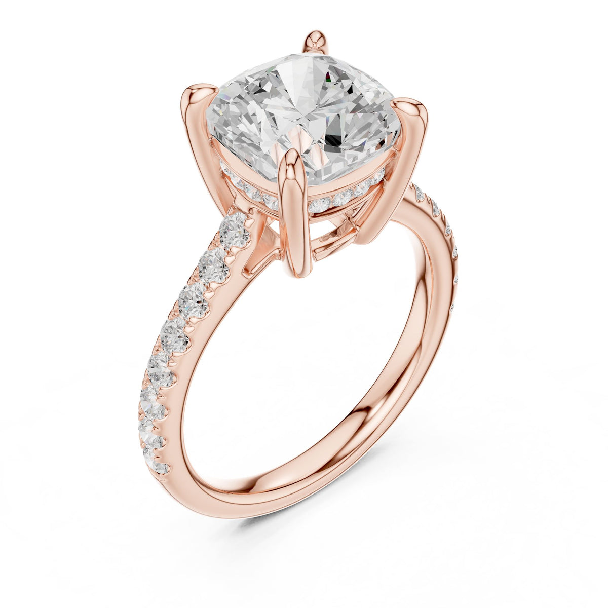 Cushion Accented Lab Grown Diamond Engagement Ring