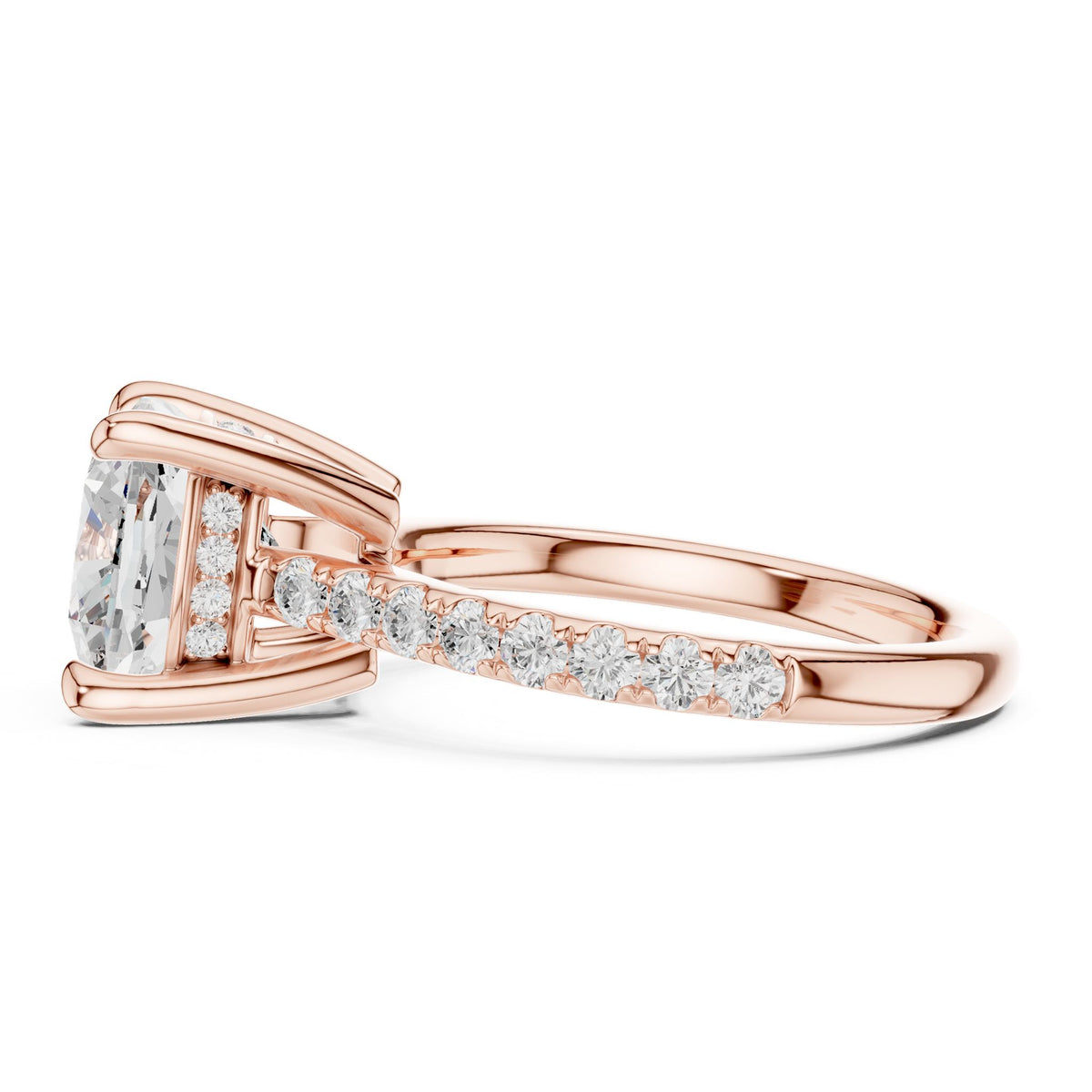 Cushion Accented Lab Grown Diamond Engagement Ring